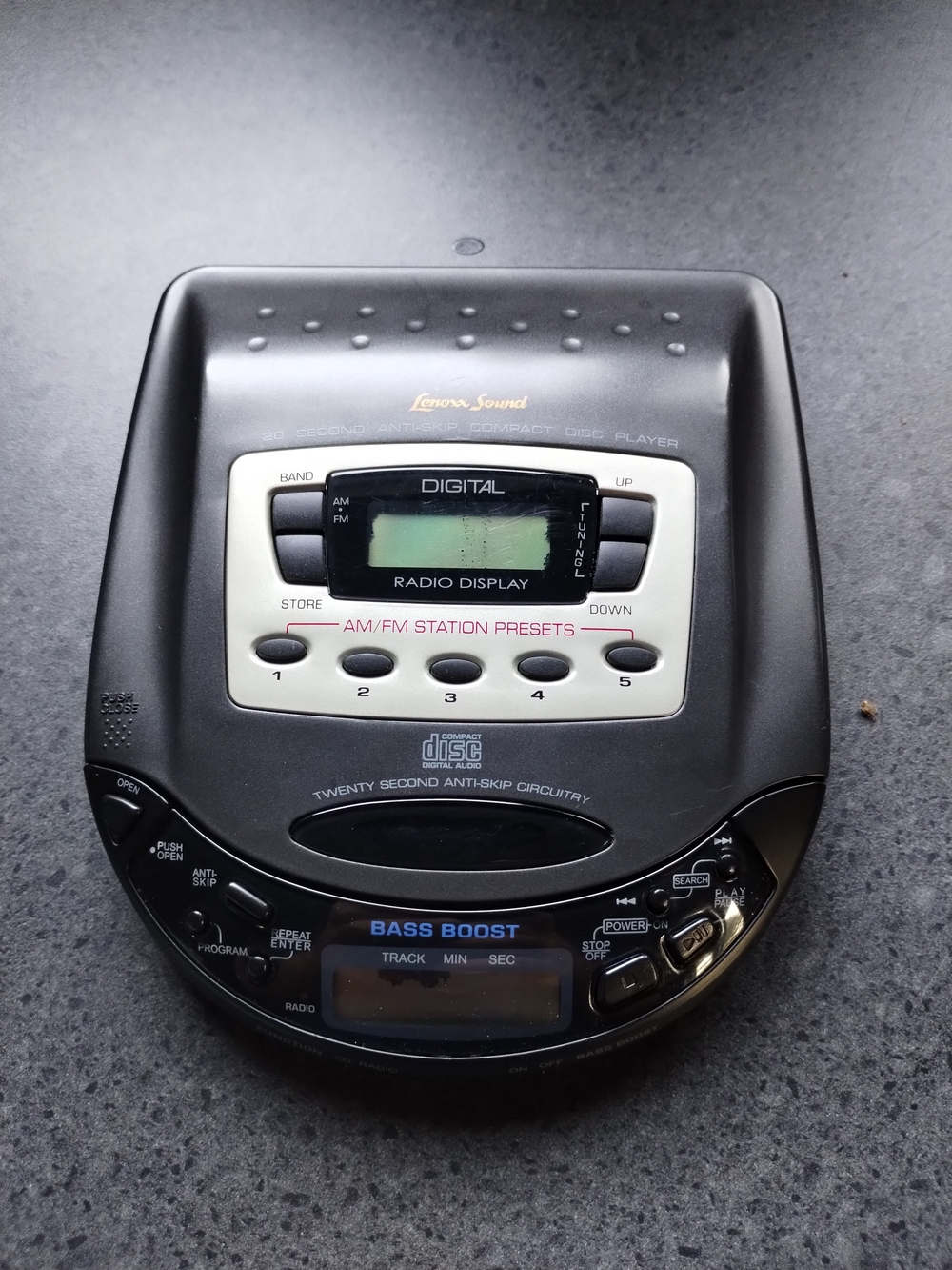 Portable CD Player with Bass Boost - Black